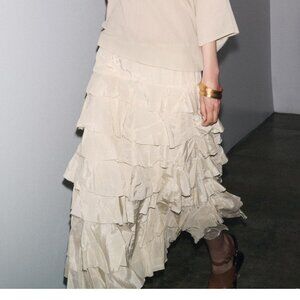 Zara ruffled XS skirt long tiered beautiful EUC